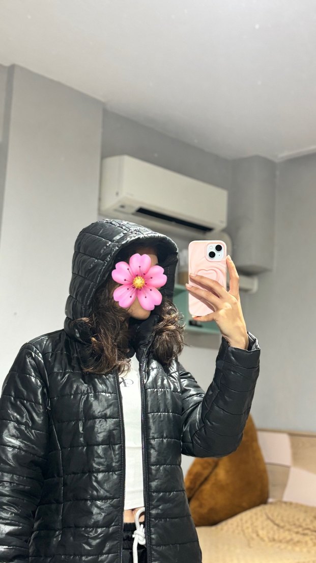 Siyah Uzun Kadın Kış Mont - Görsel 4