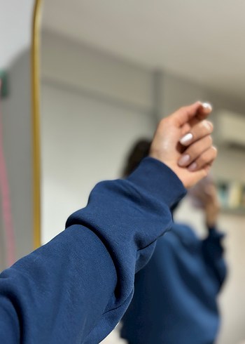 Oversize LACİVERT Minimalist Sweatshirt - Görsel 4