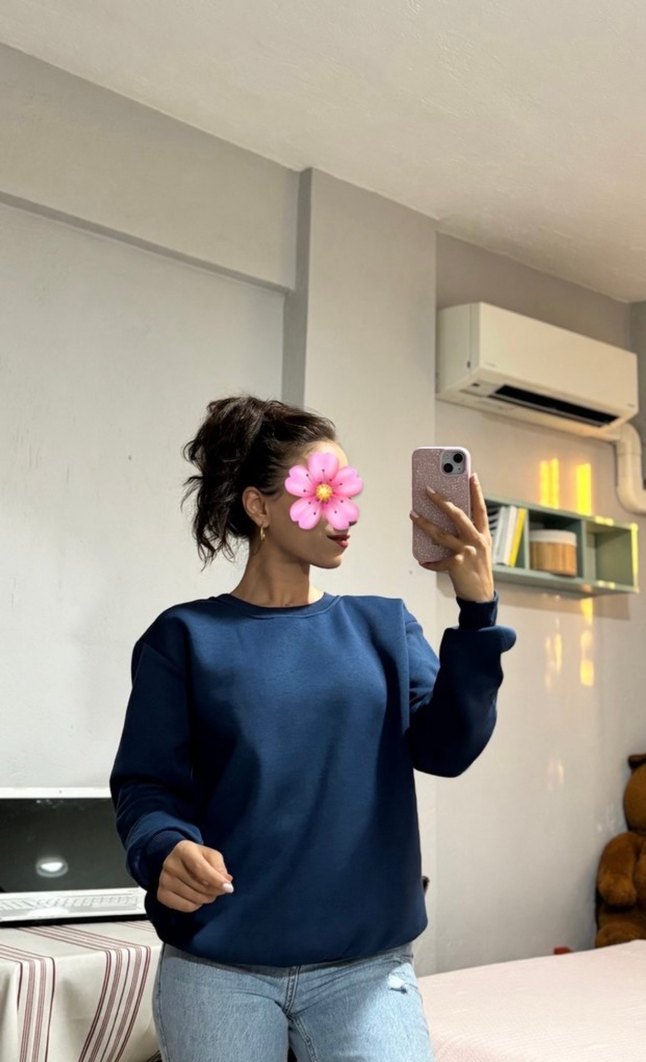 Lacivert Oversize Sweatshirt - Görsel 4