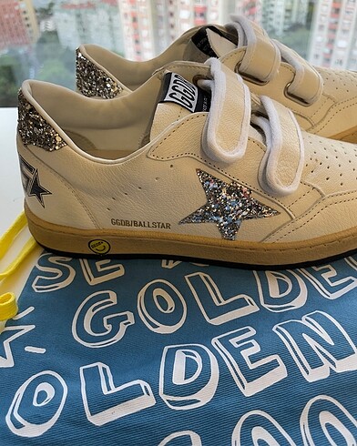 34 Beden beyaz Renk GOLDEN GOOSE BallStar ışıltılı deri kız çocuk sneaker
