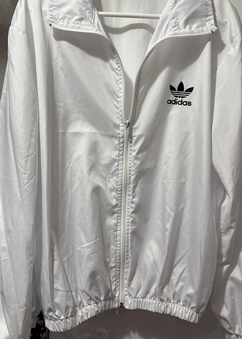 Kadın-Erkek (Unisex)Beyaz Adidas Fermuarlı Yağmurluk - Görsel 5