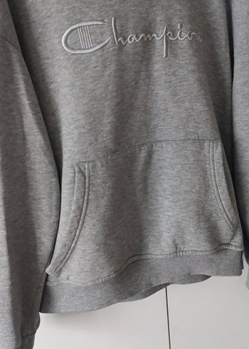 Champion Gri Kapüşonlu Kadın Sweatshirt - Görsel 4
