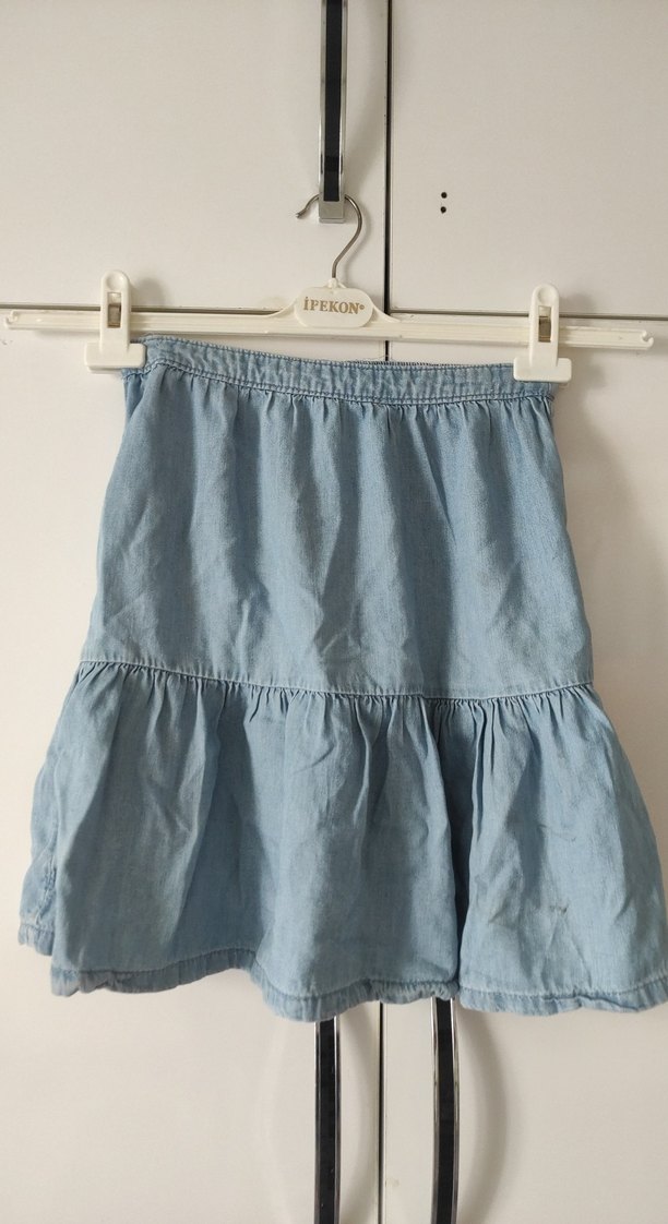 Kız Çocuk Mavi Fırfırlı Denim Etek - Görsel 2