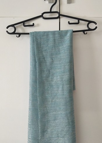 Mavi Parlak Keten Kadın Şal - Görsel 2