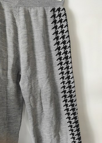 Gri Örgü Salaş Kadın Pantolon - Görsel 3