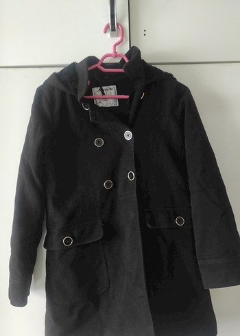 Düğmeli Siyah Midi Kadın Kaban - Görsel 2