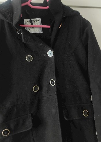 Düğmeli Siyah Midi Kadın Kaban - Görsel 4