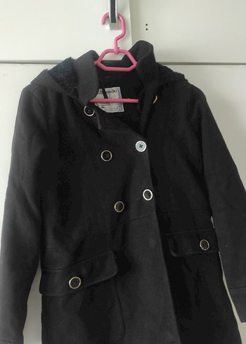 Düğmeli Siyah Midi Kadın Kaban - Görsel 3