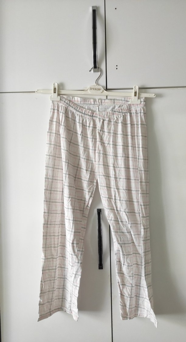 Kadın Beyaz Pamuklu Geniş Kesim Pantolon - Görsel 2