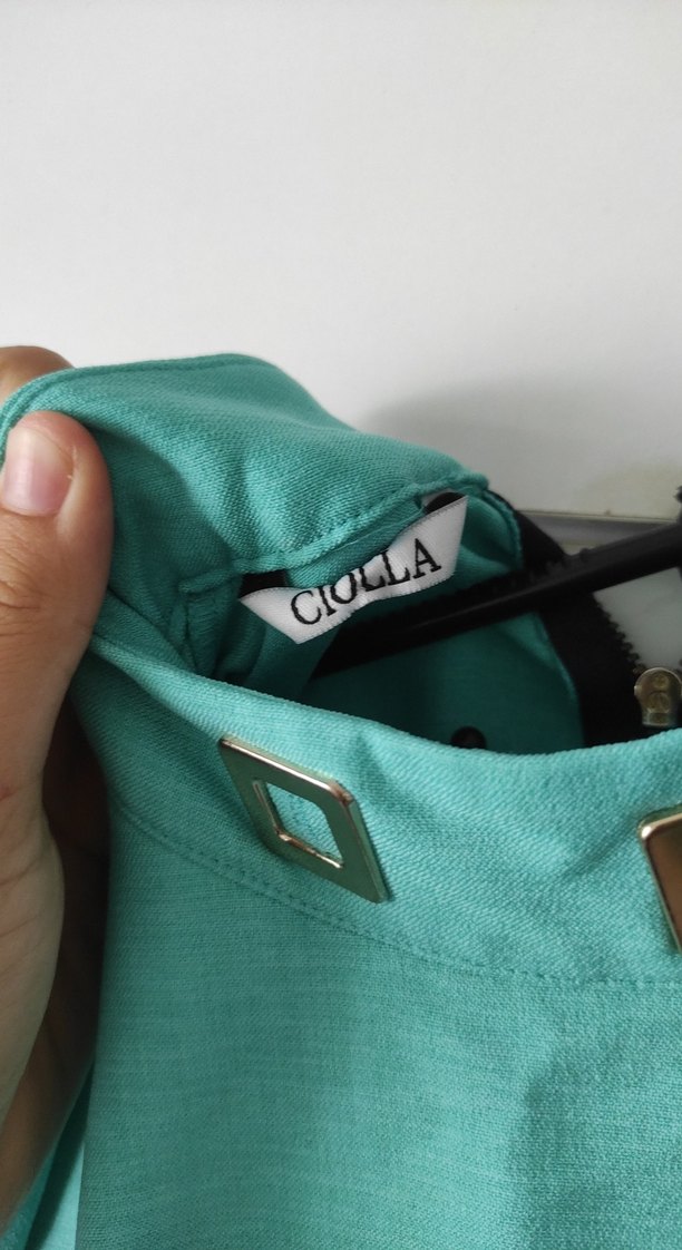 Kemerli Turkuaz Midi Keten Elbise - Görsel 5