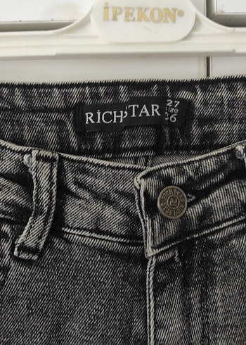 Gri Kemerli Bol Kesim Kadın Kot Pantolon - Görsel 5