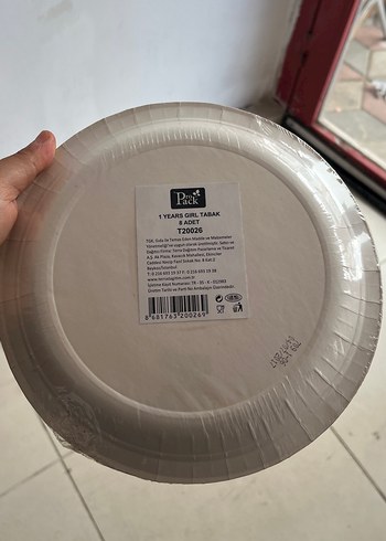 1 Yaş Pembe Doğum Günü Karton Tabak - Görsel 2