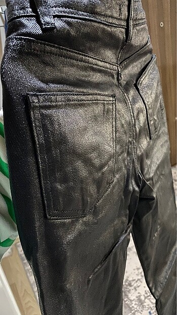 36 Beden Deri görünümlü pantolon