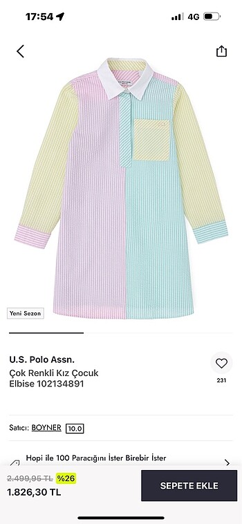 Polo kız çocuk elbise