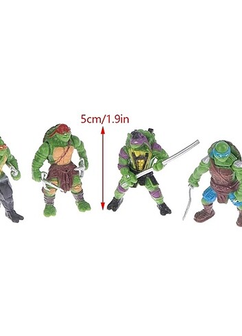 6 adet ninja kaplumbağa figürü 
