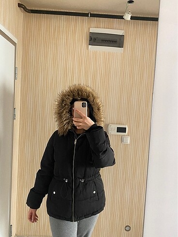 m Beden siyah Renk H&M kadın siyah mont