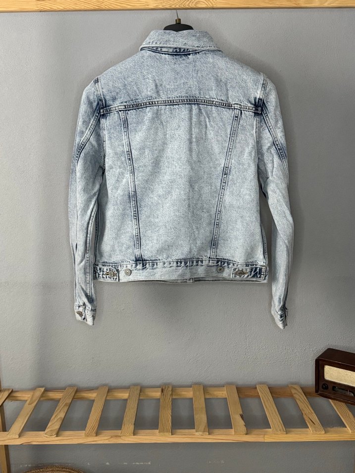 Kadın Gri Mini Denim Ceket - Görsel 4