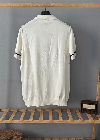 Beyaz Pamuklu Polo Yaka Tişört - Görsel 4