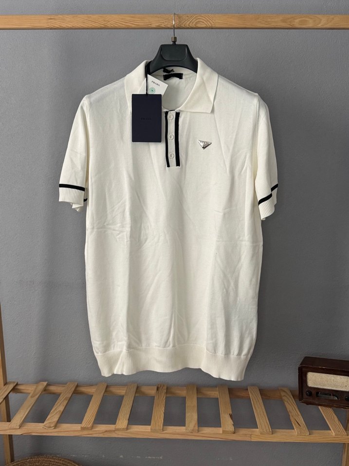 Beyaz Pamuklu Polo Yaka Tişört - Görsel 2