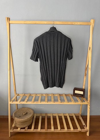 Gri Kısa Kollu Erkek Triko Tişört - Görsel 3