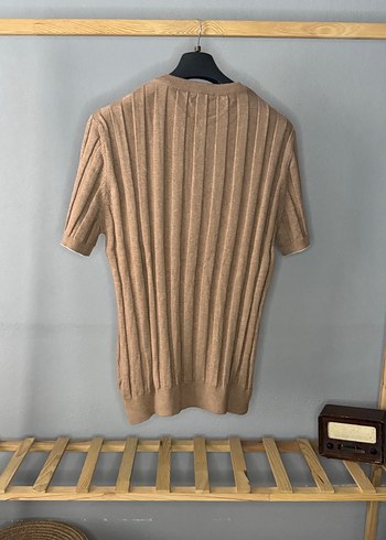 Bej Kısa Kollu Örme Polo Tişört - Görsel 4