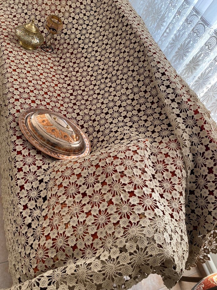 Baharın çiçekleri açtı.Bohem Tarzı El Yapımı Dantel Yatak Örtüsü - Görsel 2