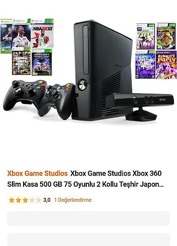 Xbox 360 500 GB 18 oyun var