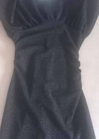 Siyah Drapeli  dizlere kadar elbise - Görsel 2