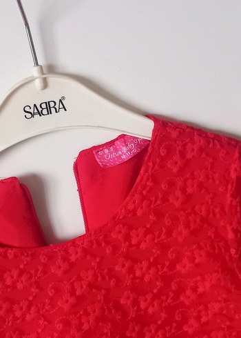 Kız Çocuk Kırmızı Dantel Uzun Kollu Elbise - Görsel 3