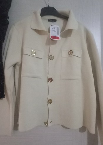 Düğmeli Beyaz Kadın Midi Ceket tiriko - Görsel 2