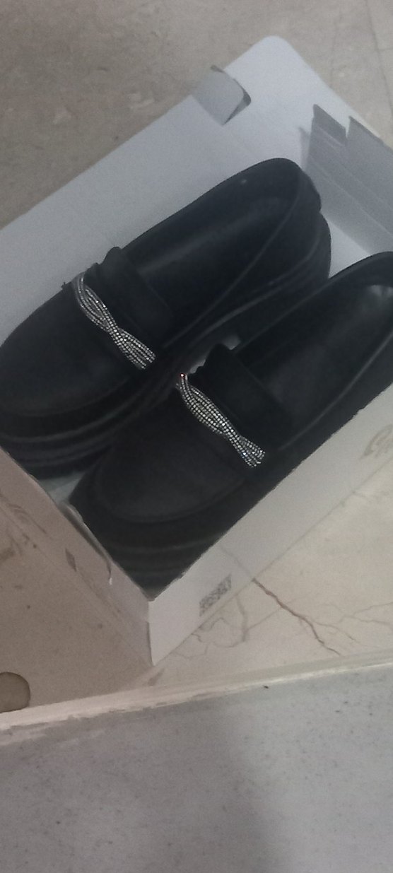 Tokalı Siyah Platform Topuklu Kadın Loafer - Görsel 2