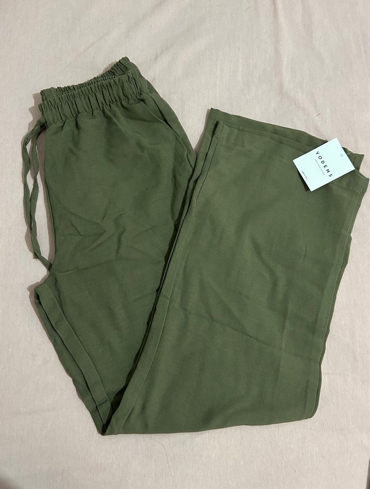 Haki Renk Keten Pantolon - Görsel 2