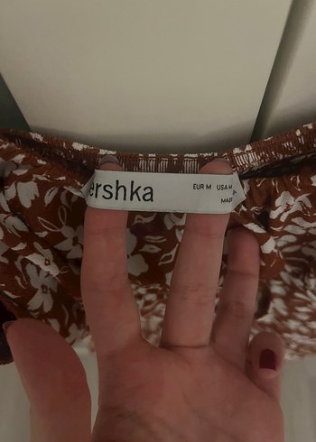 m Beden bordo Renk Çiçek Desenli Midi İnce Askılı Elbise