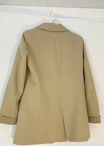 38 Beden haki Renk Bej Düğmeli Kadın Blazer Ceket