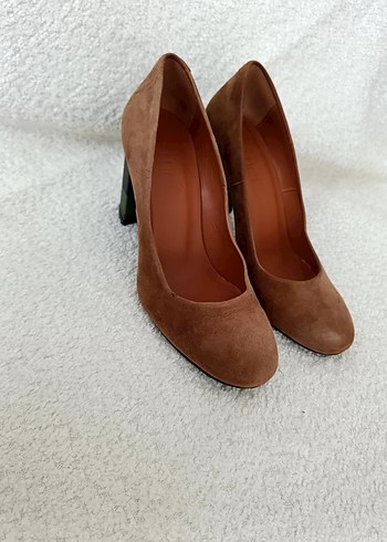 Kahverengi Süet Kadın Topuklu Ayakkabı - Görsel 2