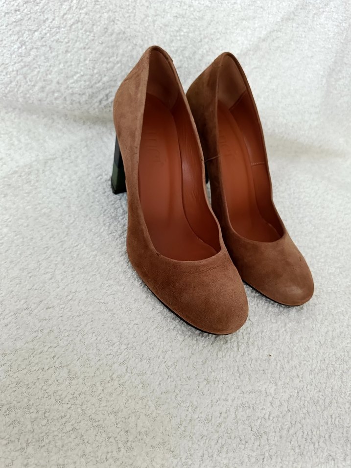 Kahverengi Süet Kadın Topuklu Ayakkabı - Görsel 2