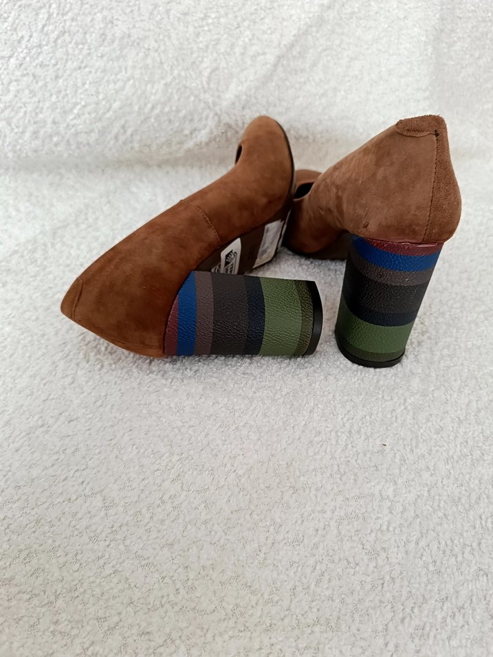 Kahverengi Süet Kadın Topuklu Ayakkabı - Görsel 3