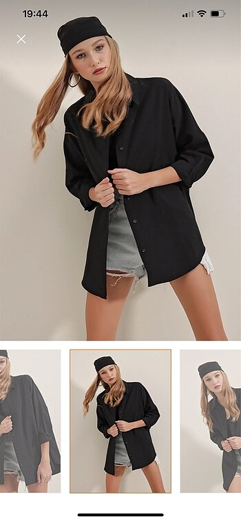 44 Beden Oversize Uzun Basic Gömlek - Siyah