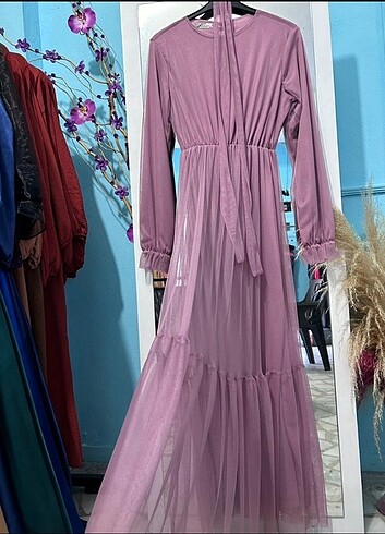 xl Beden İçten boydan astarlı tül elbise 