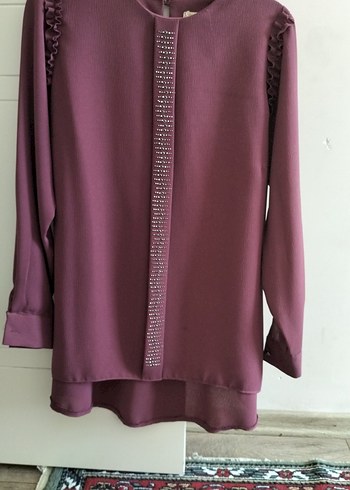 44 Beden bordo Renk renk gül kurusu uzun kol gömlek