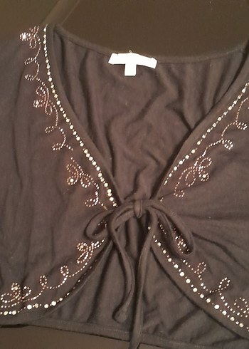 Pul ve taş İşlemeli Siyah Kadın Bluz - Görsel 5