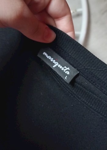 l Beden Nakışlı Siyah Kadın Pamuklu Triko Sweatshirt