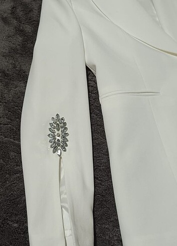 38 Beden beyaz Renk Nikah Blazer Ceket