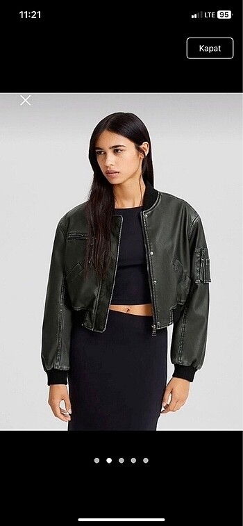 Bershka Bershka deri bomber ceket