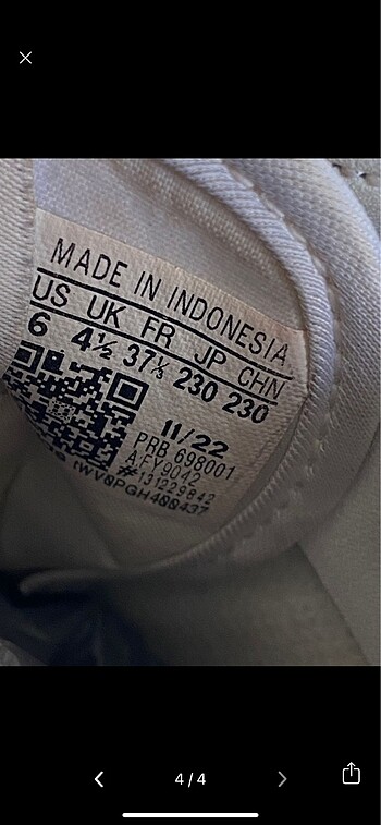 37,5 Beden Adidas spor ayakkabı