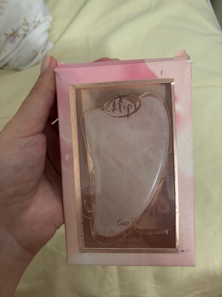 Pembe kuvars Gua Sha Yüz Masaj Taşı - Görsel 4