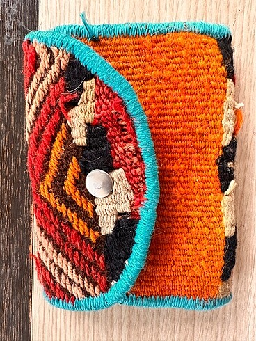 Etnik el dokuması kilim cüzdan