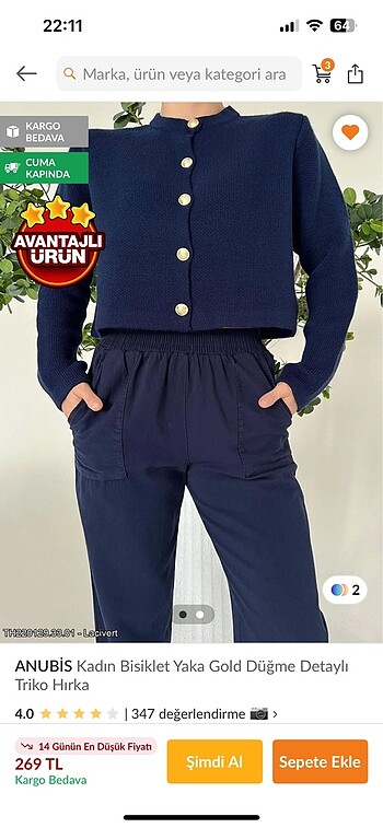 Lacivert triko hırka - Görsel 2