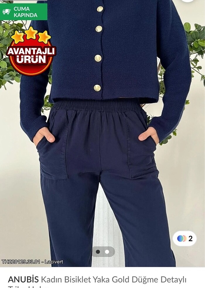 Lacivert triko hırka - Görsel 2