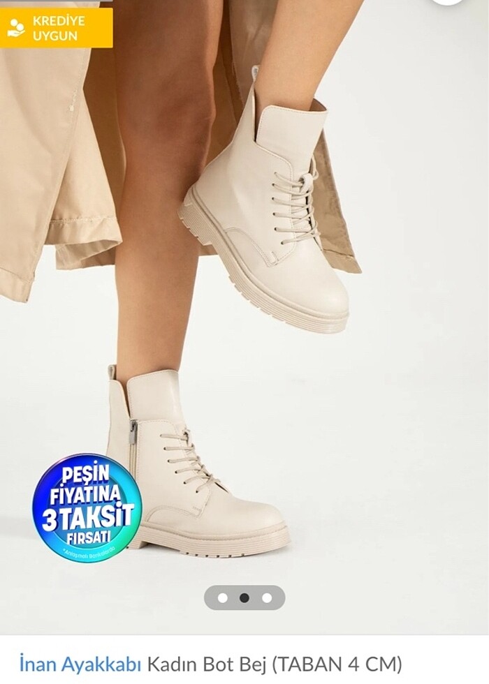 İnan ayakkabı bej bot - Görsel 2
